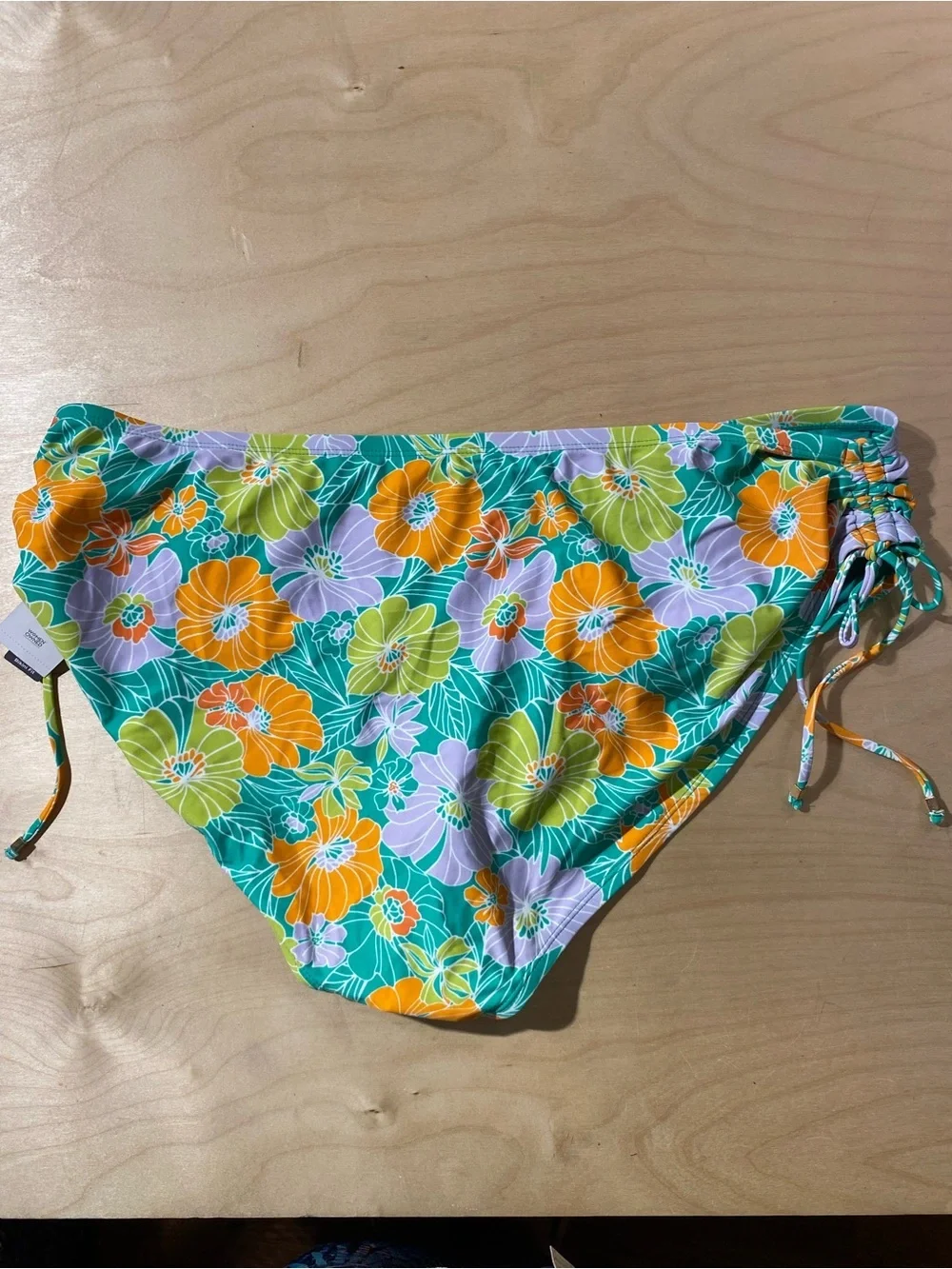 Time and Tru Teal Floral Tie-Side Bikini Bottoms 2X(20 W-22W) (RG)